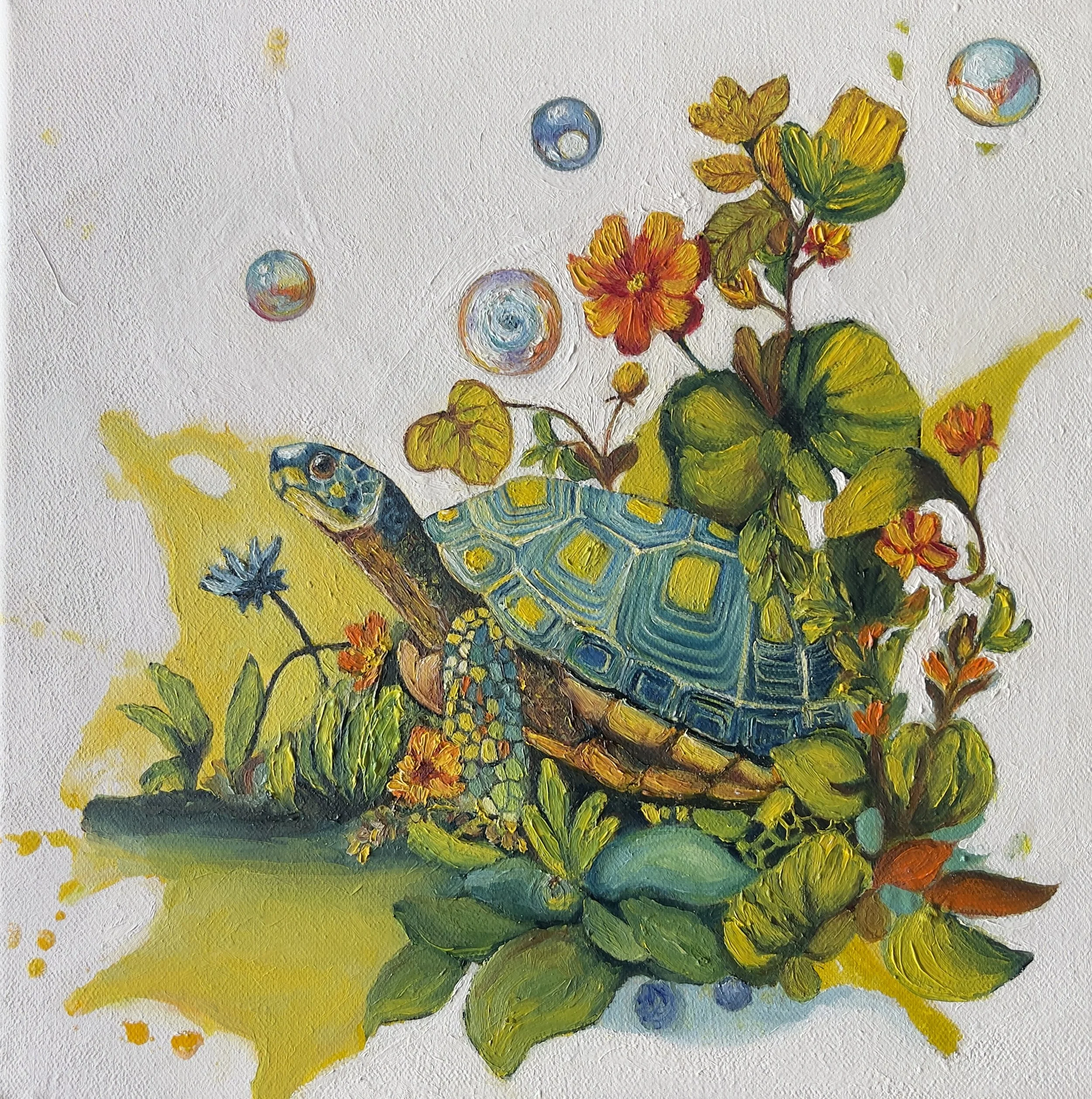 Title         : Held, In Stillness
Artist       : Babita Sridhar
Medium : Acrylic & Oil on Canvas
Size         : 30/30cm
Year         : 2026