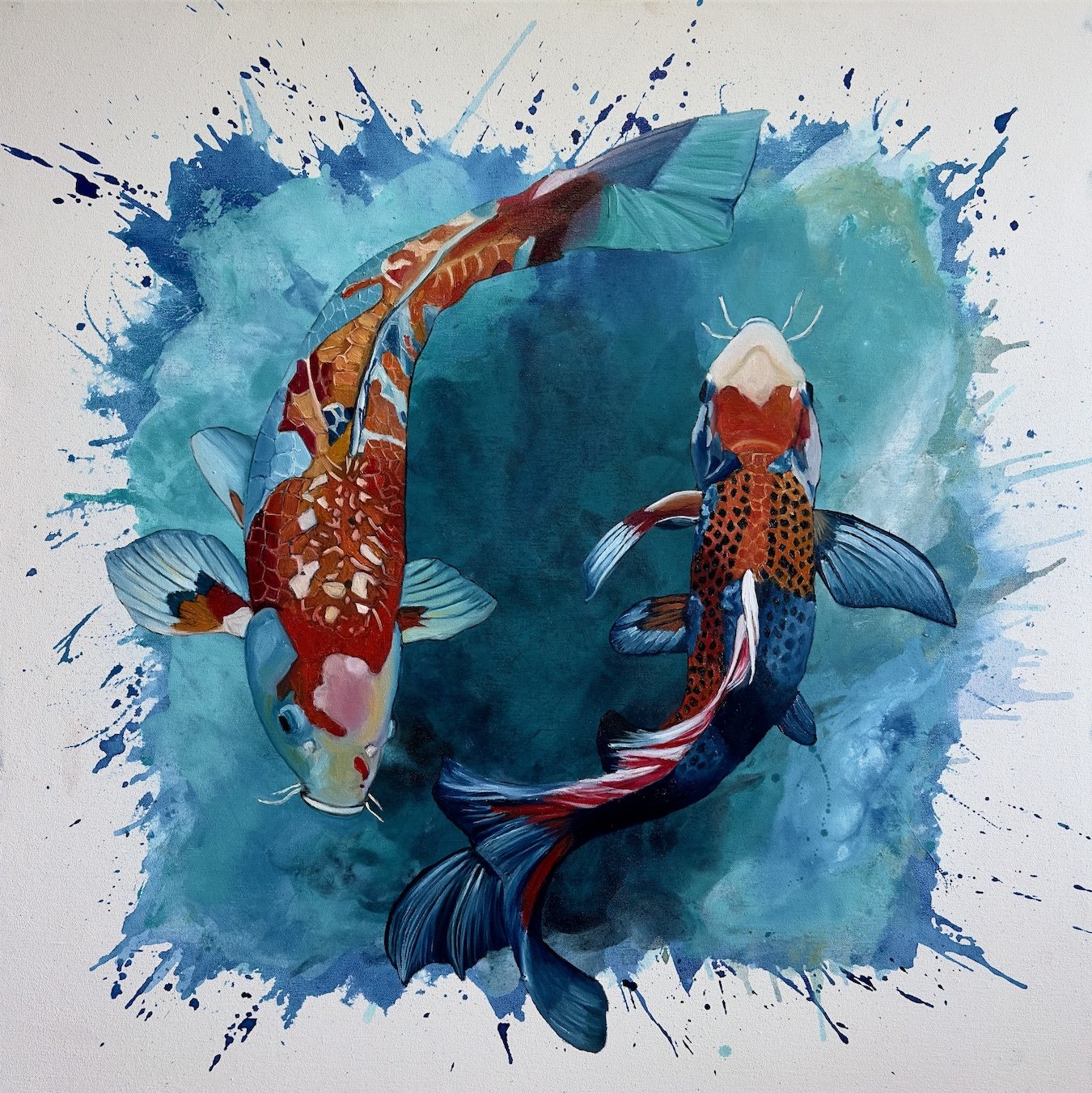 Upstream
Medium: Oil & Acrylic on canvas
Dimensions: 91 cm x 91 cm
Year : 2025
Artist : Babita