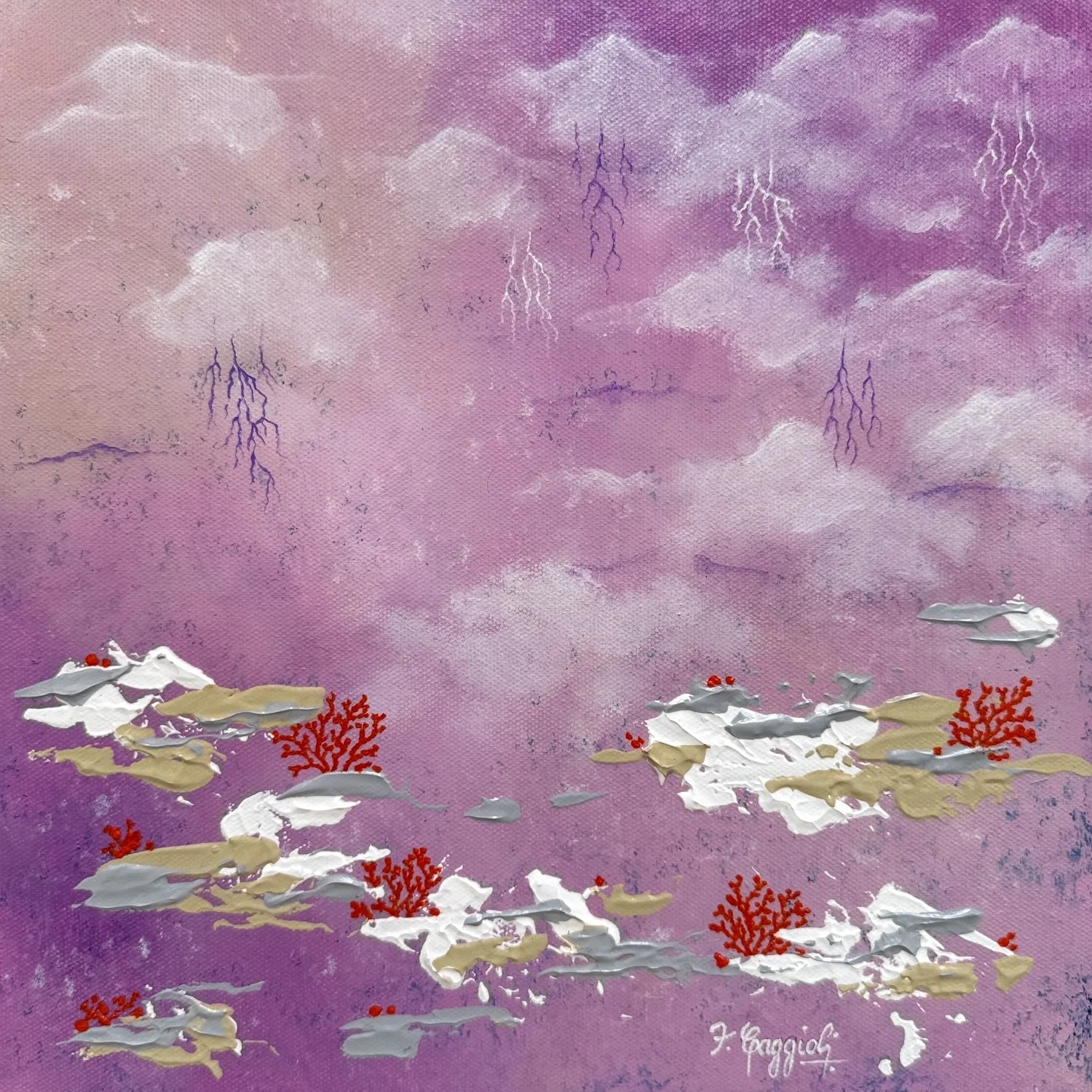 Silent Reef III |
Acrylic on Canvas |
30/30cm | Year : 2026 |
HKD 5,000 |

It speaks of softness as strength, and of beauty that does not need to impose itself to exist. It invites contemplation on vulnerability as a form of quiet wisdom.