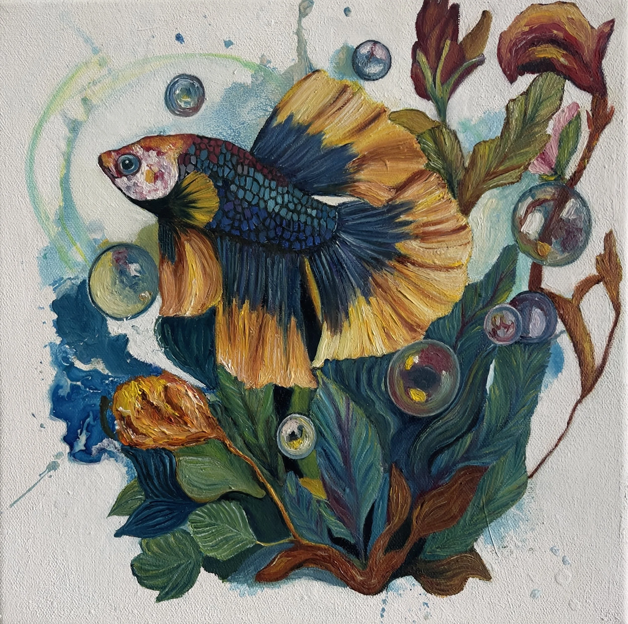 Title         : Onwards
Artist       : Babita Sridhar
Medium : Acrylic & Oil on Canvas
Size         : 30/30cm
Year         : 2026