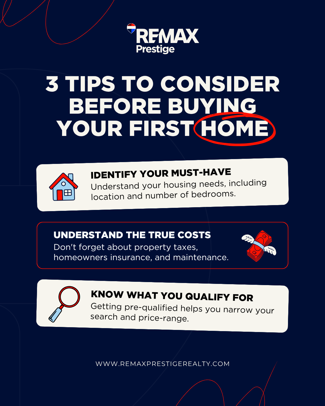 A social media post highlighting tips for first-time homebuyers