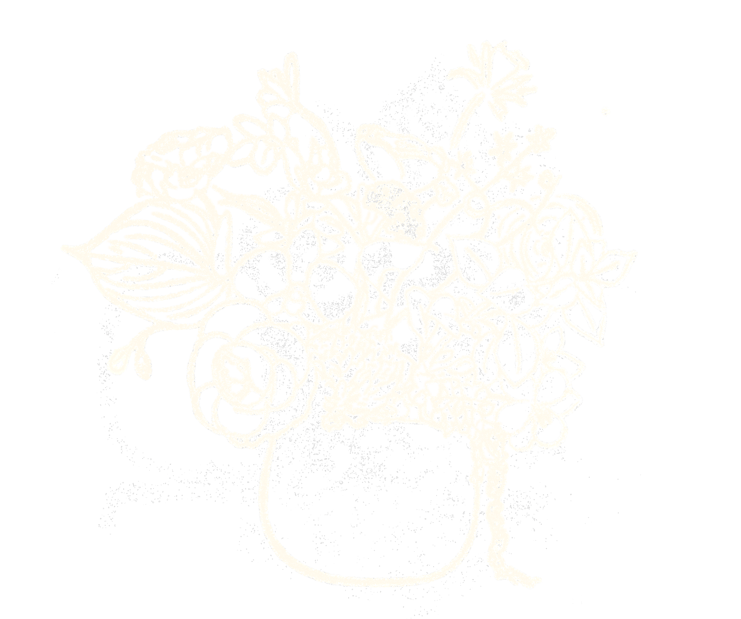 Silhouette of a bouquet of flowers in a vase, rendered in white against a black background.