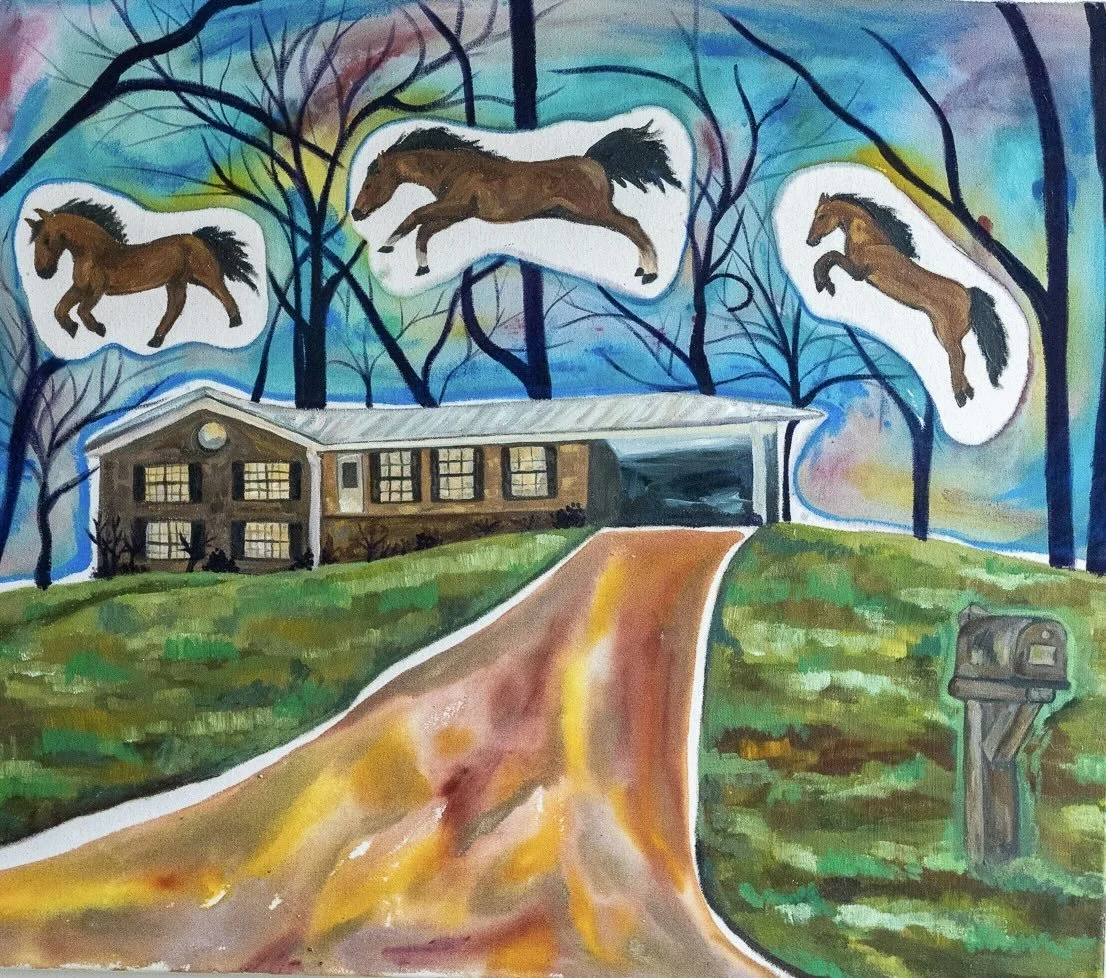 "Home As We Know It" , Acrylic and Fluid Paint on Raw Canvas, 2026