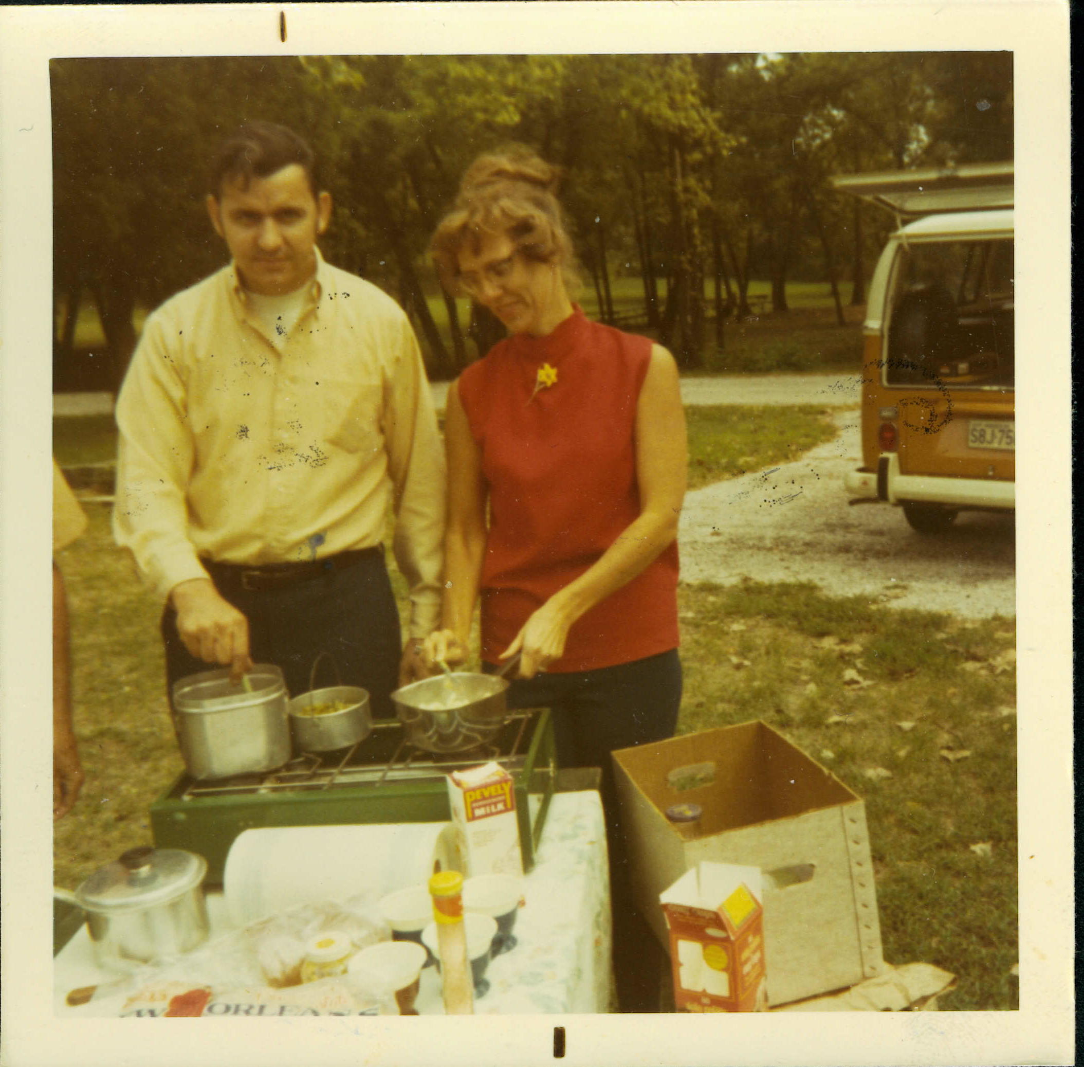 My Grandma and Grandpa cooking over a camp stove