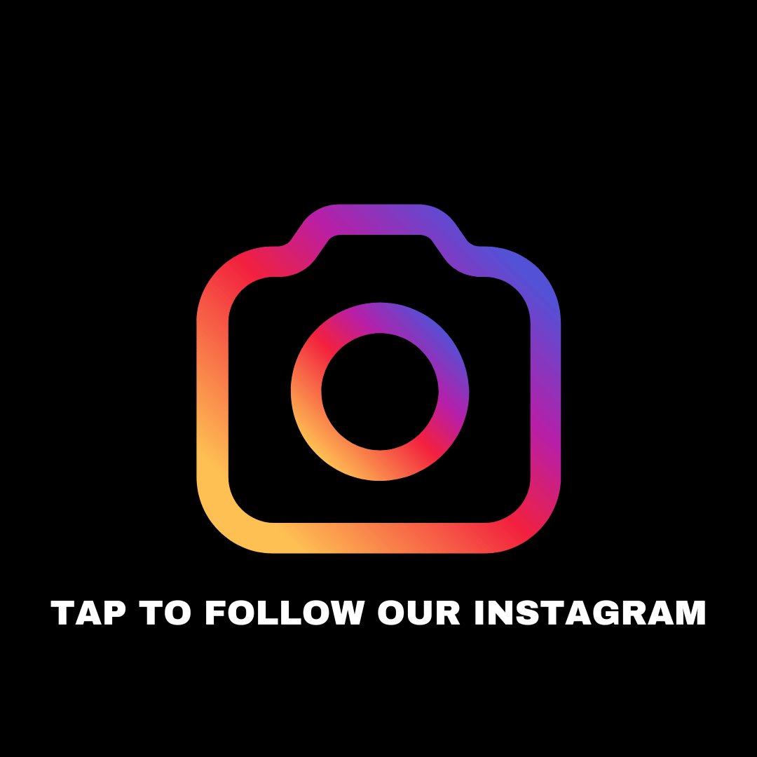 Instagram icon that says "tap to follow our instagram"