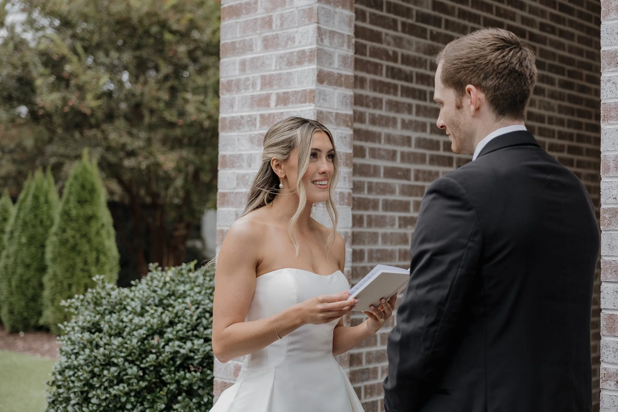 Lucy and Drew’s first look outside The Bradford in Raleigh, NC