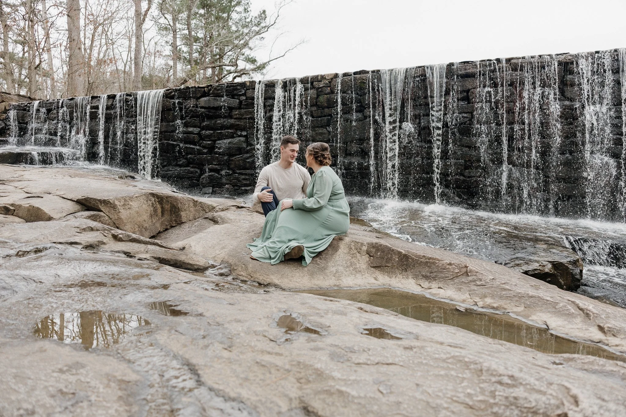 Engagement session at Yates Mill Historic Park in Raleigh, North Carolina