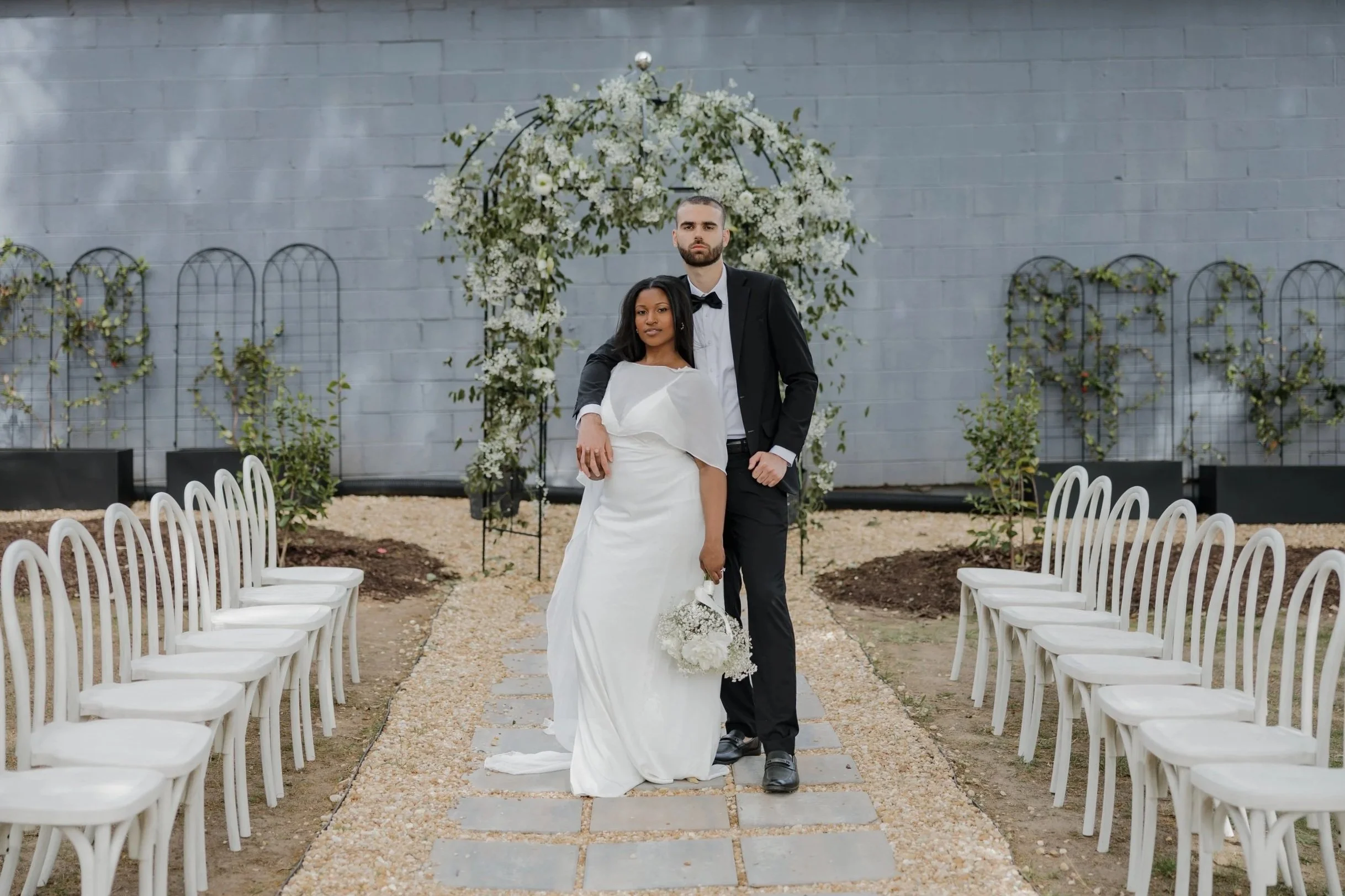 Bride and groom portraits at The Ingress Wedding Venue Raleigh North Carolina
