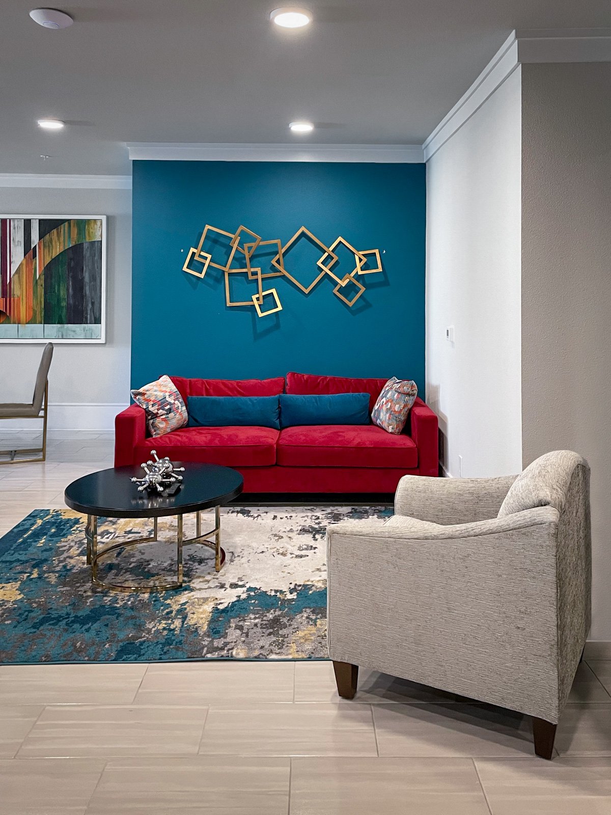 Sitting are in a commercial interior design project for a active senior living space by The Design Firm.