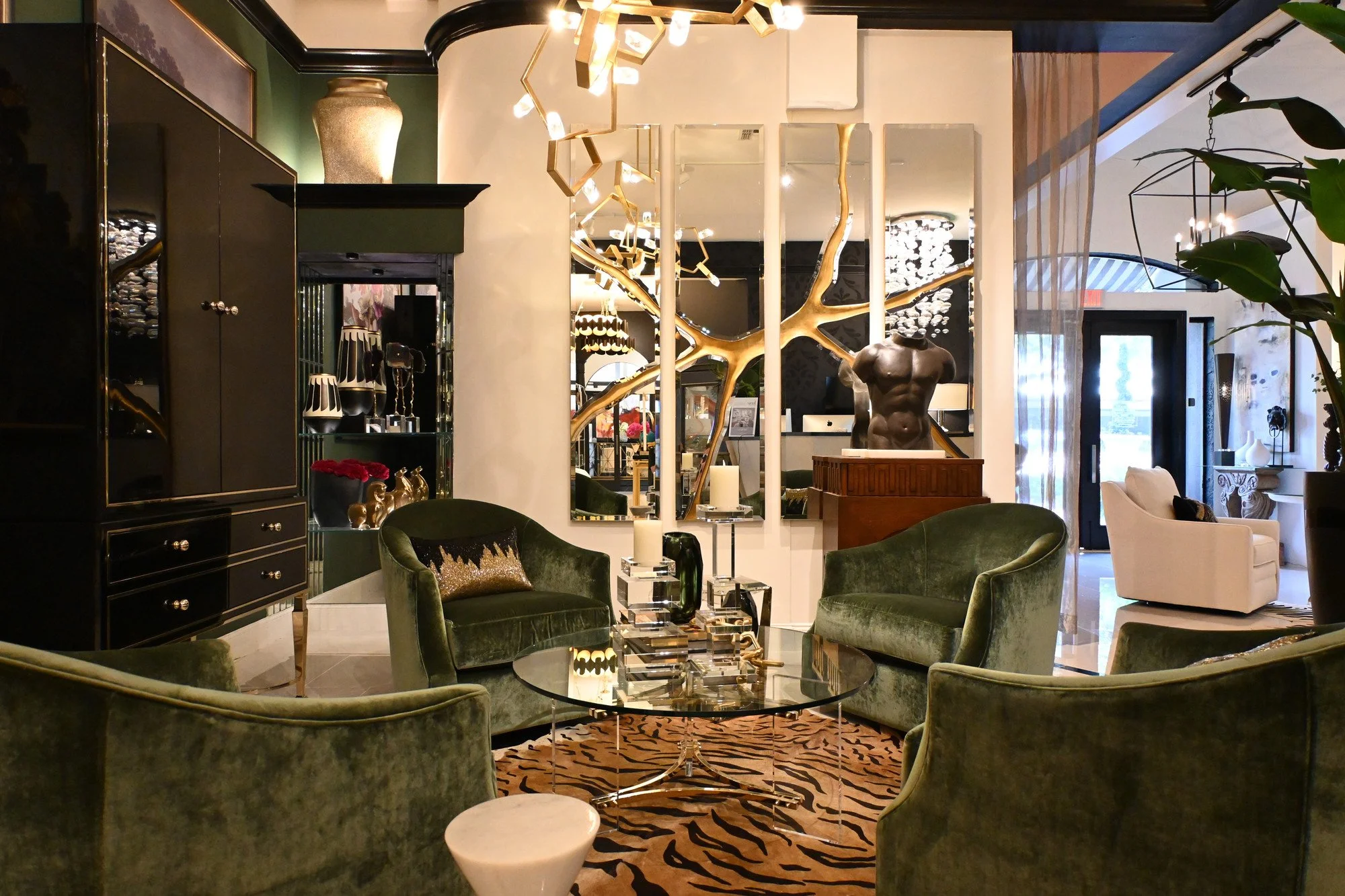 Contemporary Sitting Room with Green Upholstery