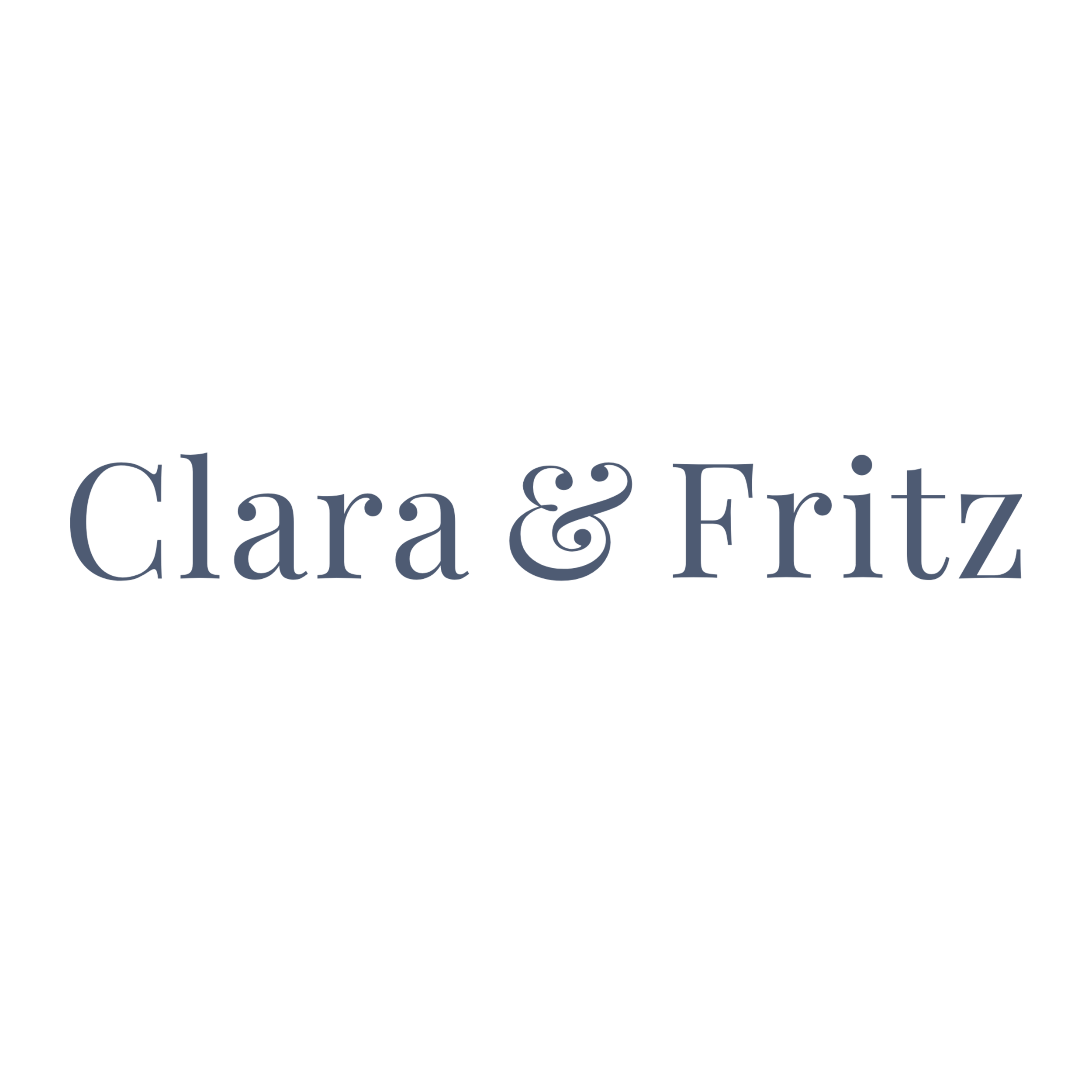blue Clara & Fritz word mark logo.png