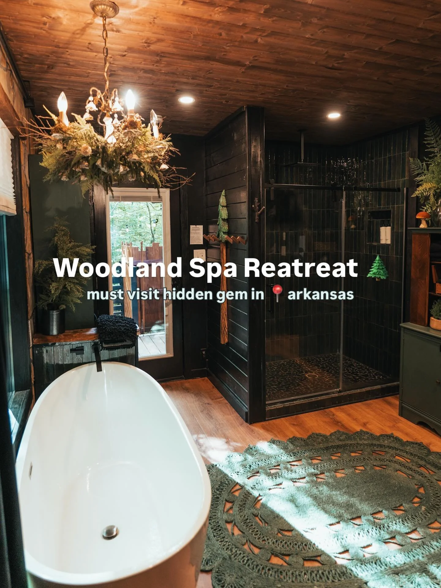 Escape to A Quiet Place Mountain Escape &mdash; your private woodland spa retreat tucked away in the heart of the Ouachita Mountains. 🌲 Soak beneath the stars in the hot tub, unwind in the cedar sauna, indulge in a dreamy soaking tub or rain head sh