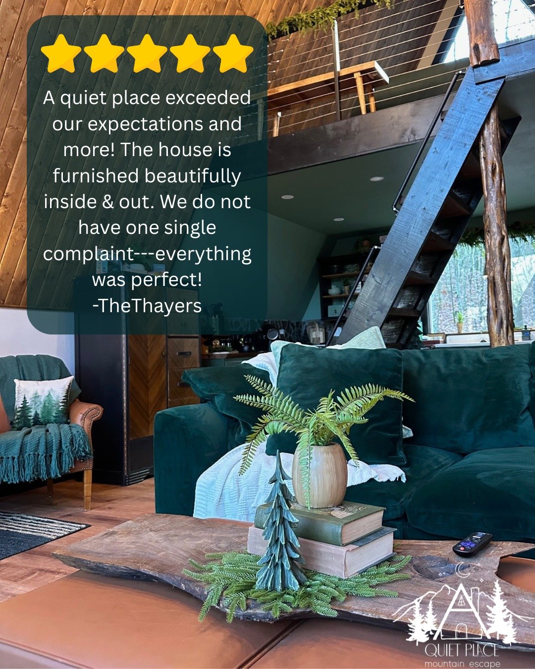 When guests say everything was perfect, we know we're doing something right ✨
From the design to the comfort, A Quiet Place Mountain Escape is crafted to feel warm, peaceful, and unforgettable &mdash; inside and out.

December openings are nearly gon