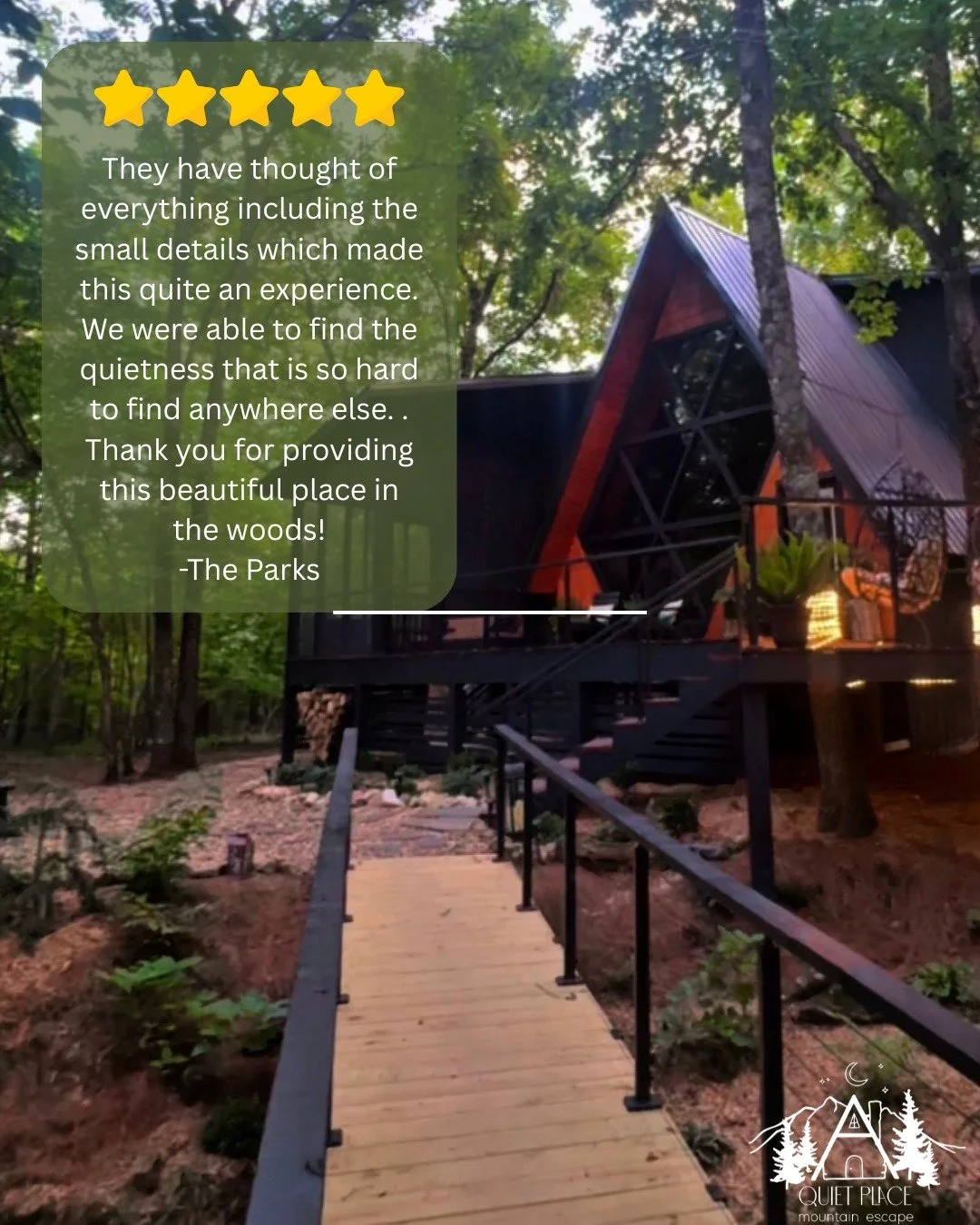 When guests tell us they found the quietness they&rsquo;ve been searching for&hellip; that means everything. 🌲✨
Every detail at A Quiet Place Mountain Escape is designed to help you slow down, breathe deeply, and truly unwind.