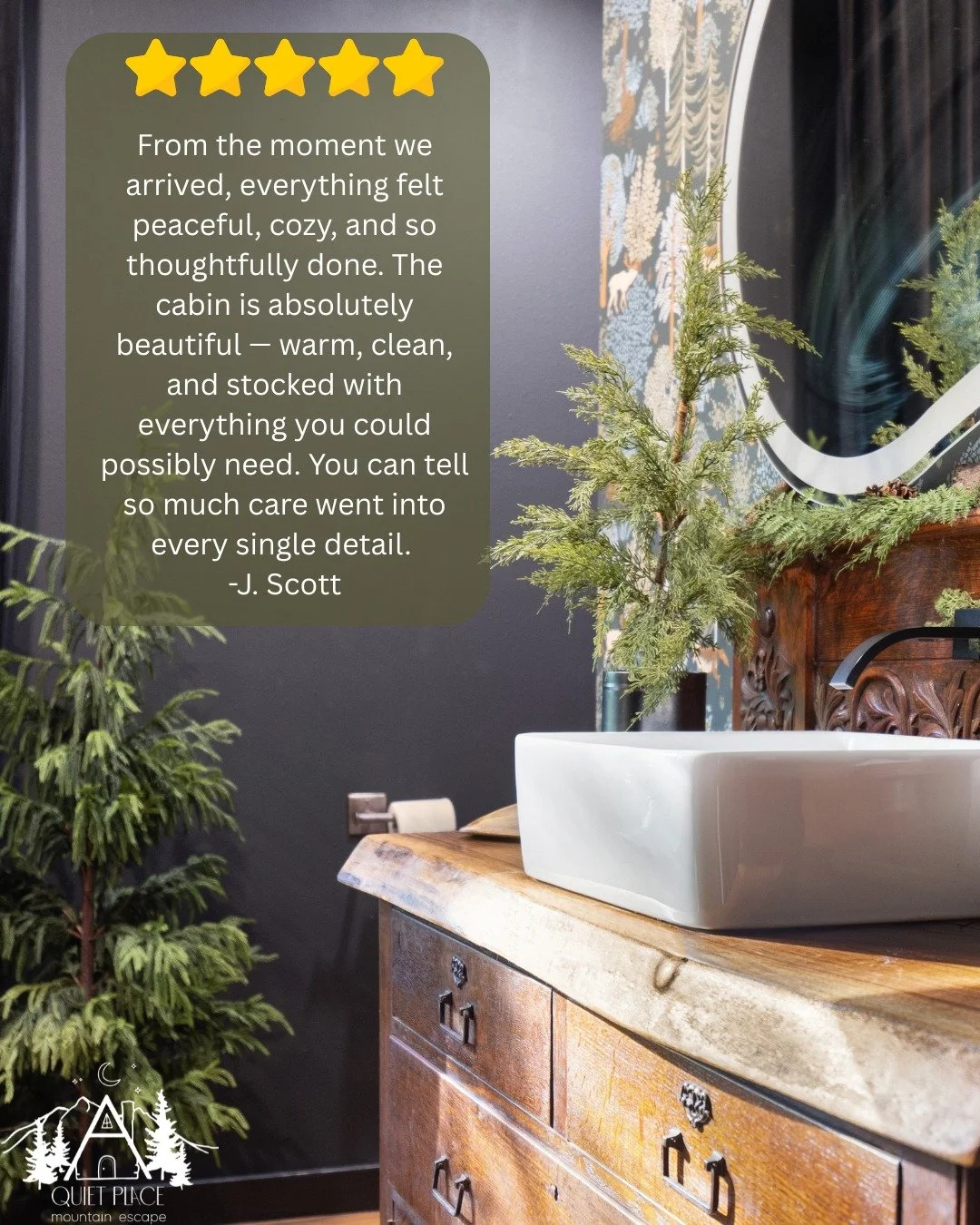 Every detail at A Quiet Place Mountain Escape is designed to help you relax, reset, and feel completely taken care of &mdash; from thoughtful touches to spa-like comfort.

#AQuietPlaceMountainEscape #MountainCabinRetreat #CozyCabinVibes #LuxuryCabinS