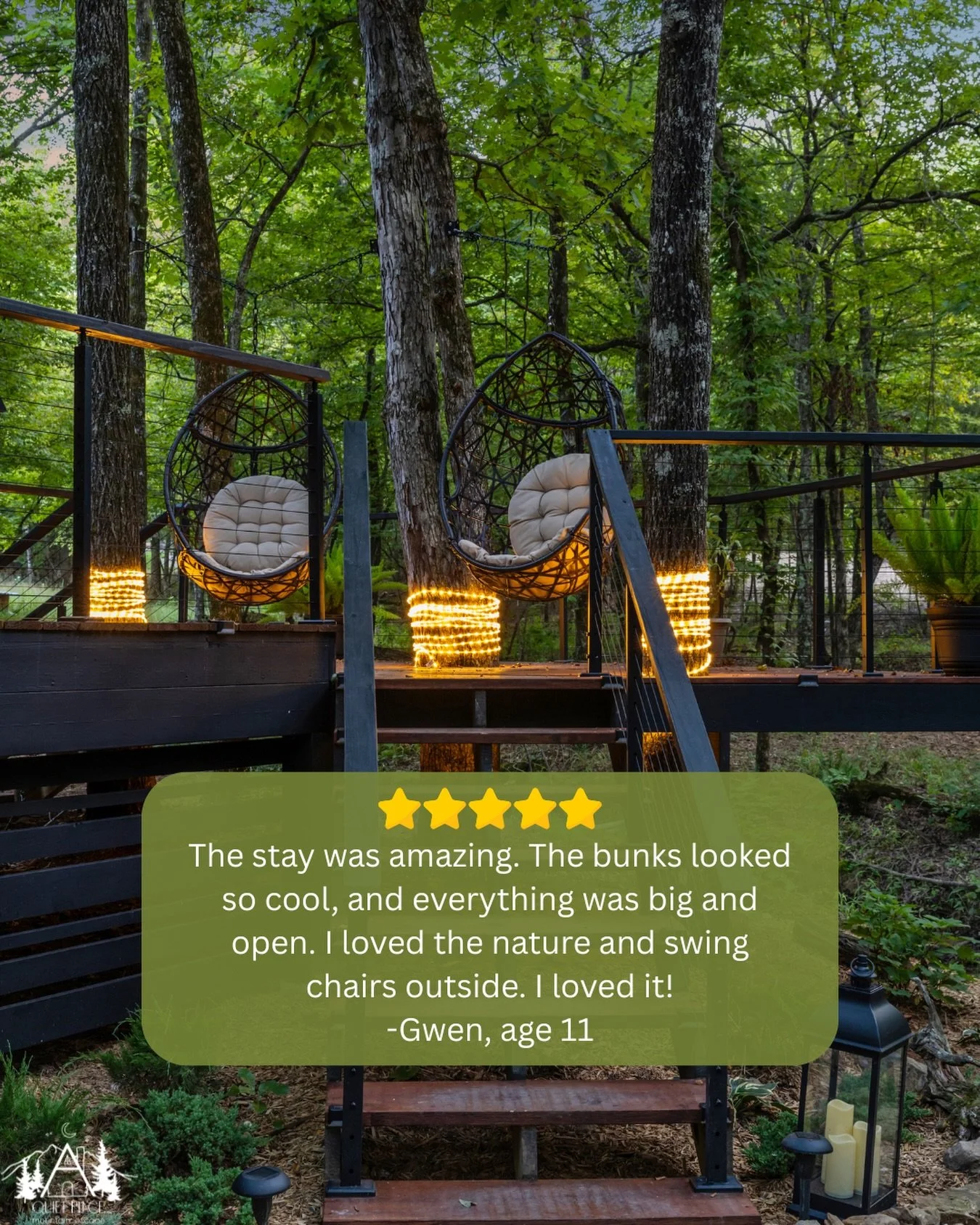 Straight from one of our favorite kinds of guests 💛
Sometimes the best reviews are the simplest ones. If the kids are this happy, you know it&rsquo;s a good place 🌿✨

#AQuietPlaceMountainEscape
#FamilyGetaway
#KidApproved
#CabinLife
#MountainMemori