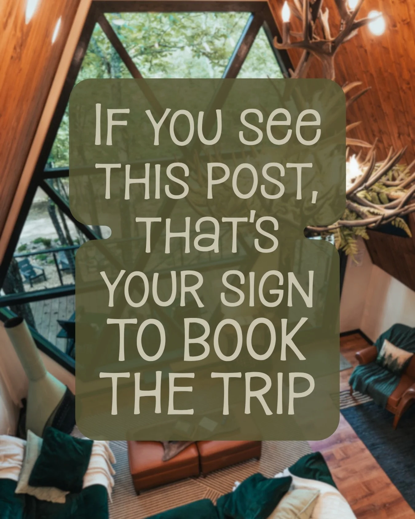 Consider this your sign. 🌲✨ 
Book. The. Trip.
The mountain air, cozy cabin mornings, slow evenings, forest views, and the chance to actually unplug are waiting for you. 🤎

Stop saying &ldquo;we need to plan a getaway&rdquo; and make this the one yo