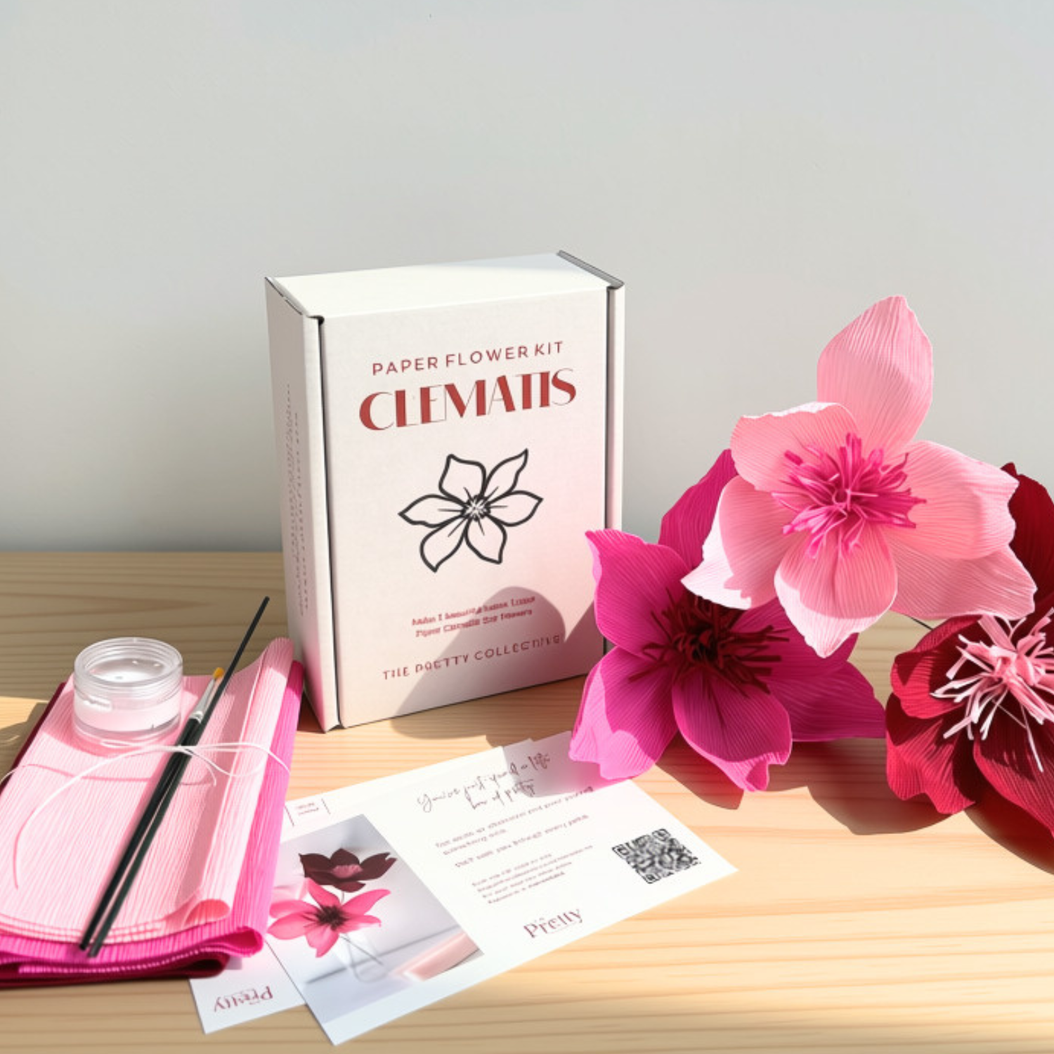 Clematis paper flower Kit. The pretty Collective - contents.png