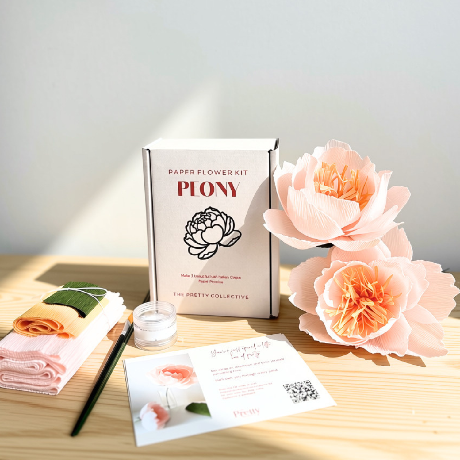 Peony paper flower Kit. The pretty Collective Contents.png
