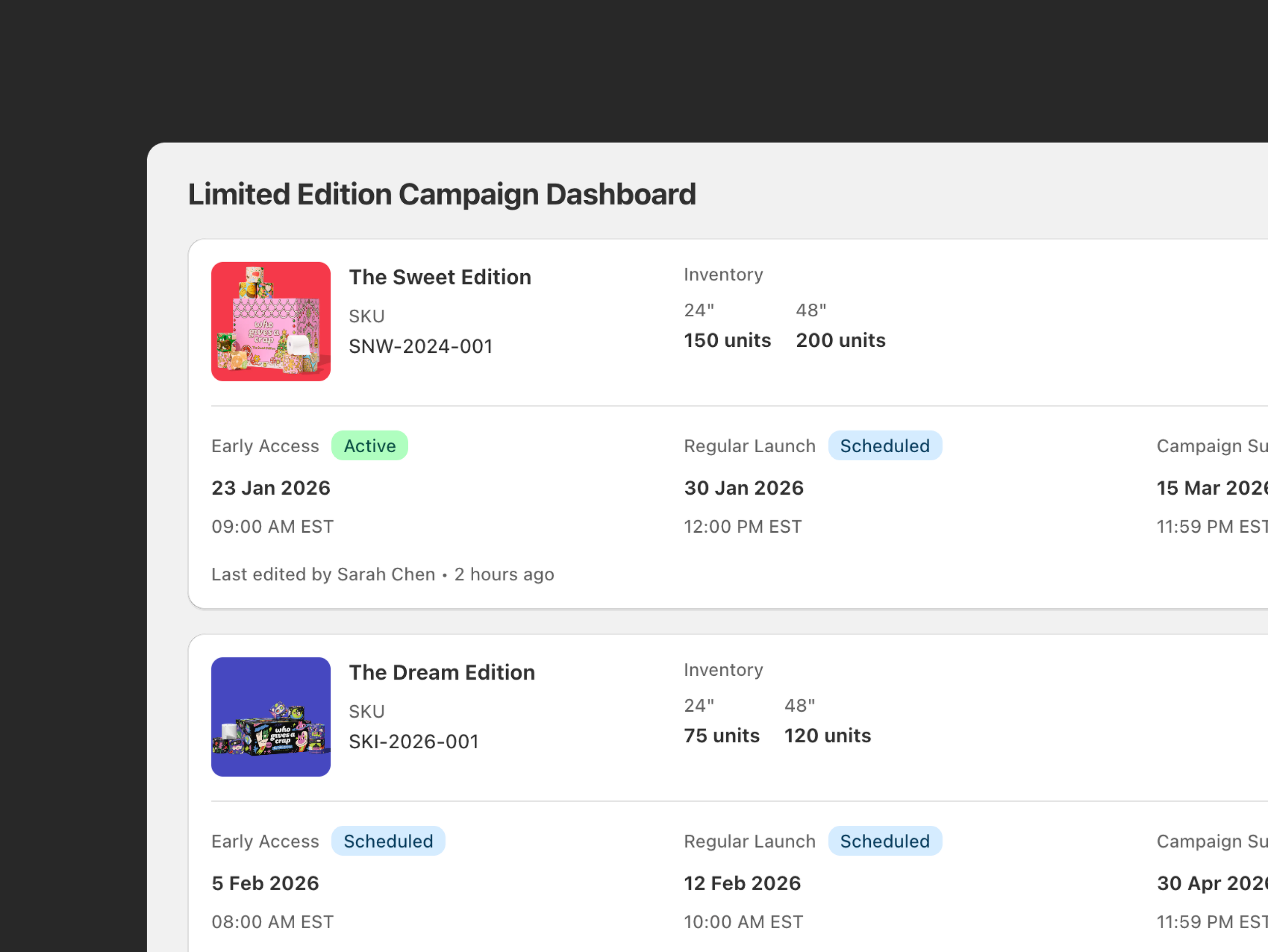 Shopify Limited Edition Campaign Manager