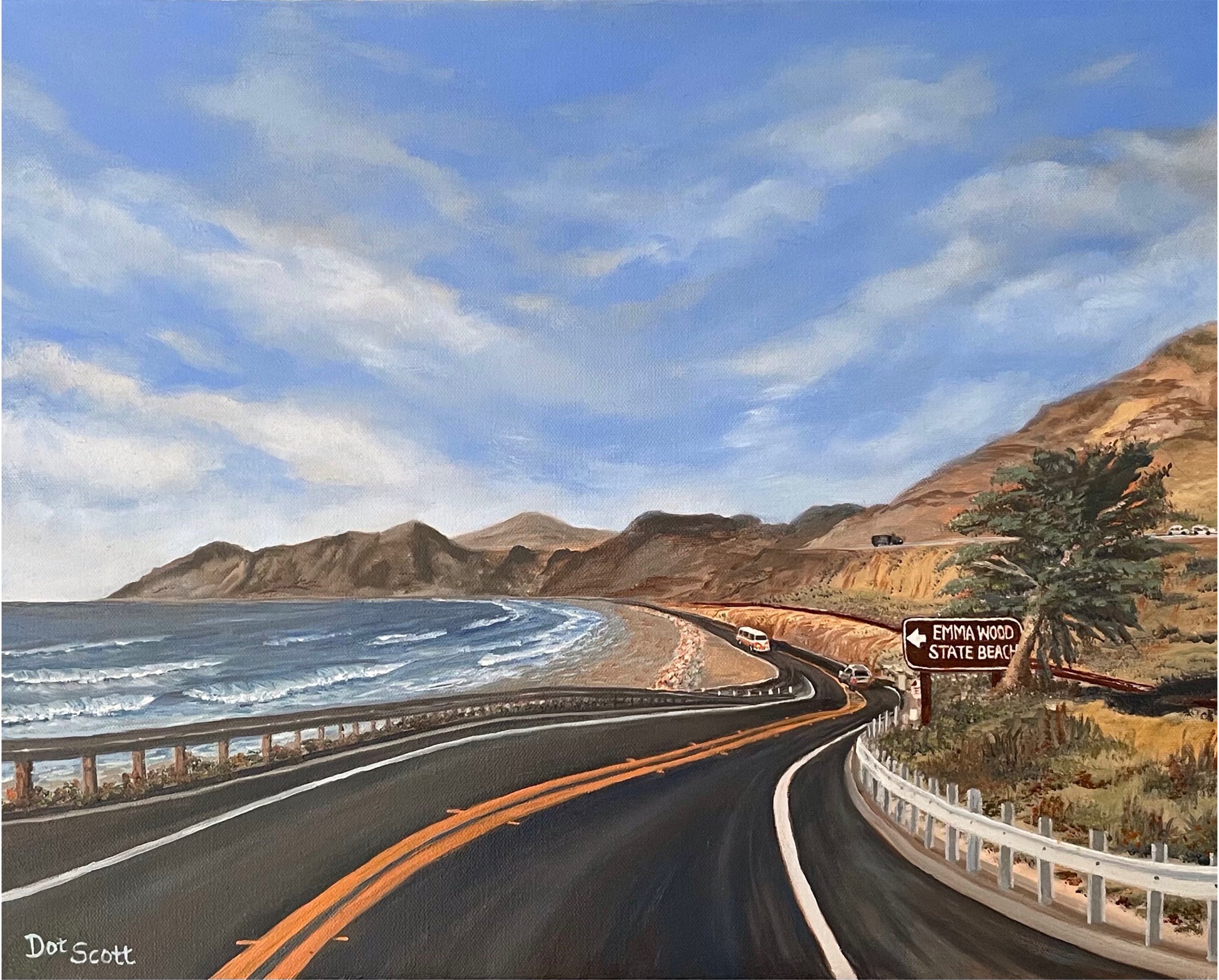 Old PCH Ventura~Emma Wood Cutoff” 20” x 16” oil on canvas.