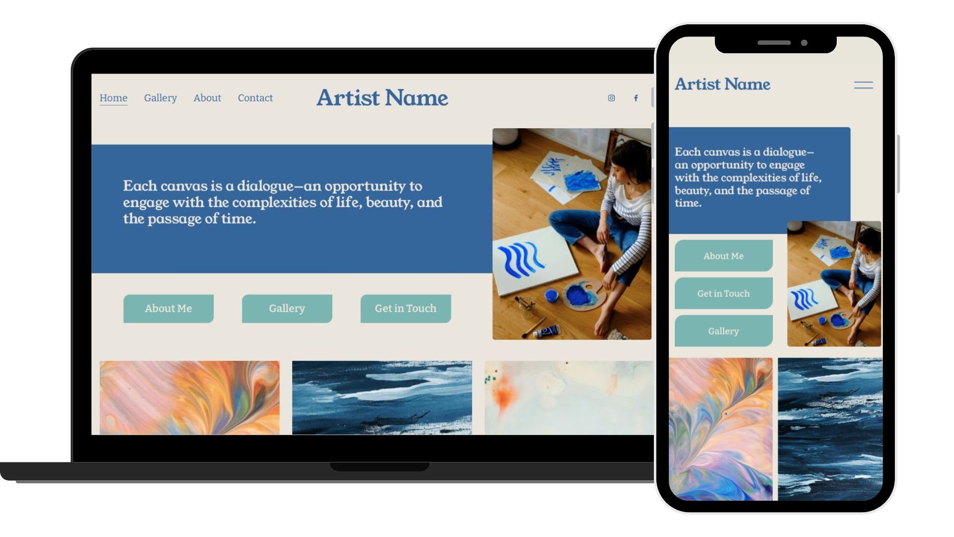 Artist Website Template (Aqua Theme)
