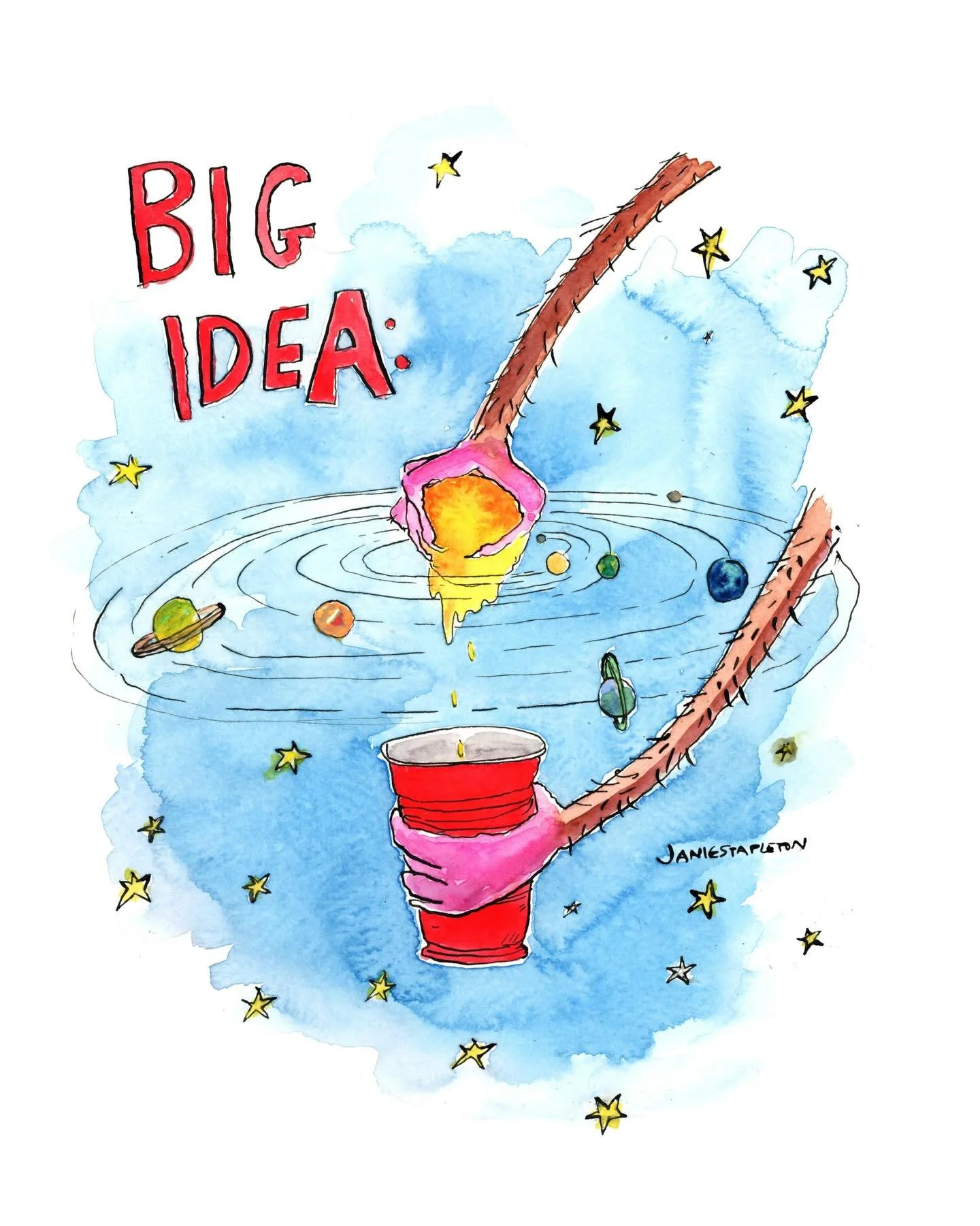 Thoughts about space. 

I do NOT want to hear about how I drew the planets, I have no idea what&rsquo;s going on out there and it&rsquo;s none of my business.

Shop opens Friday ✌️