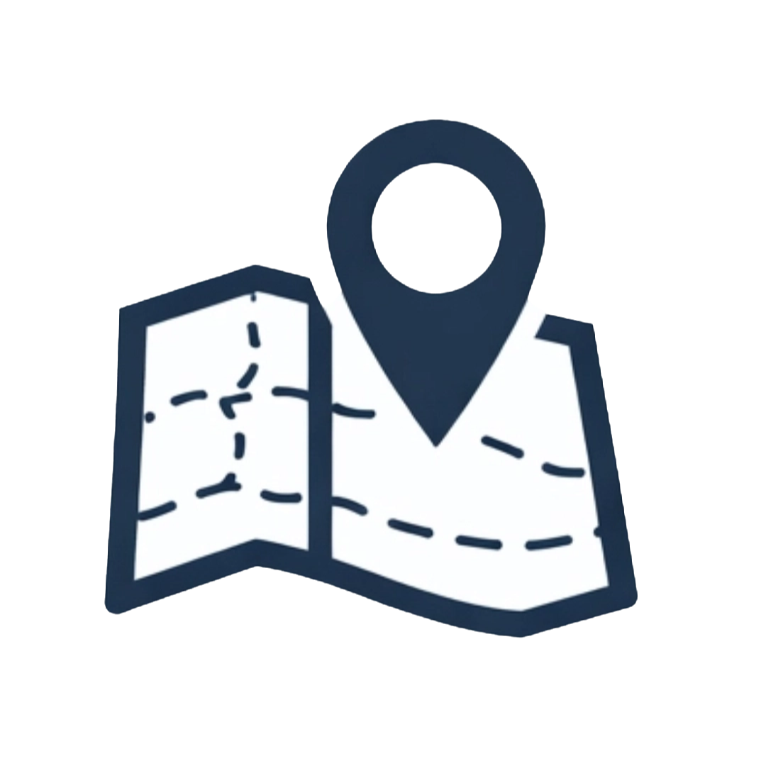 Icon of a folded map with a location pin marker.