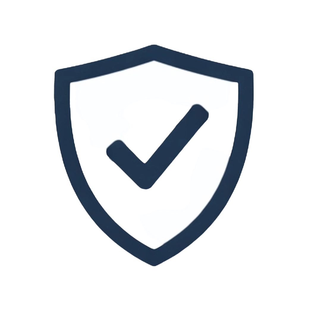A shield icon with a checkmark inside, representing security or protection.