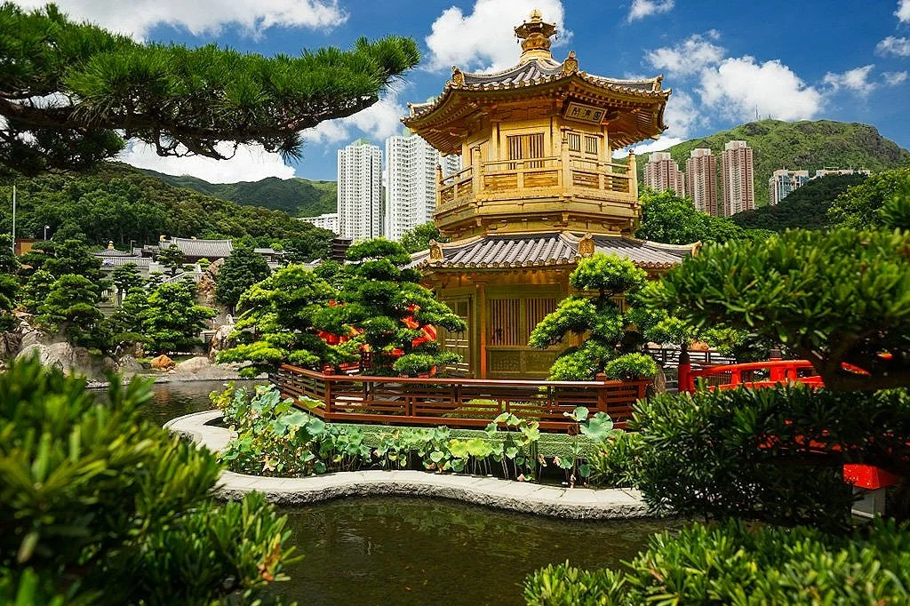 Nan Lian Gardens at Hong Kong, golden pagola.