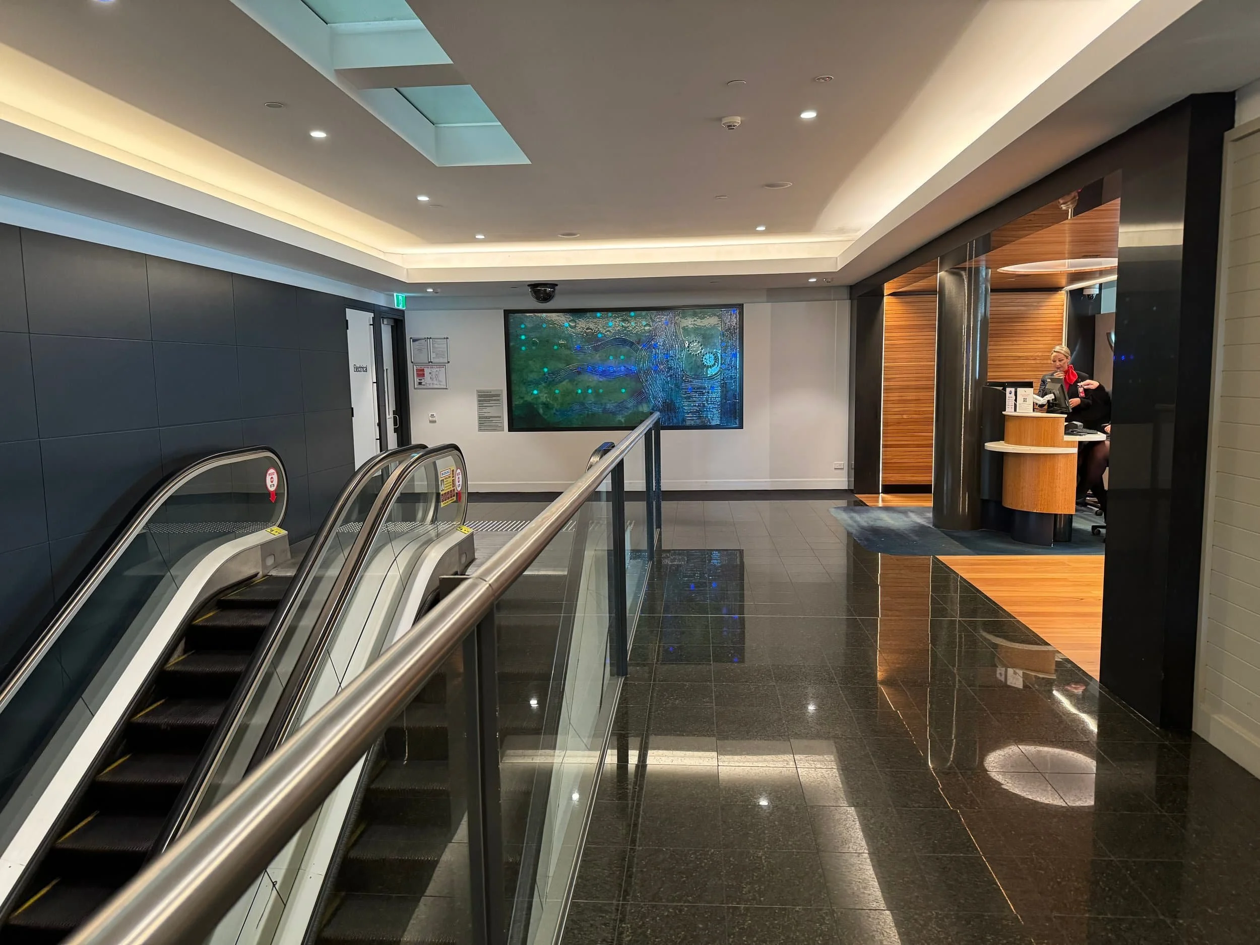 Entrance to Qantas Brisbane International business lounge.