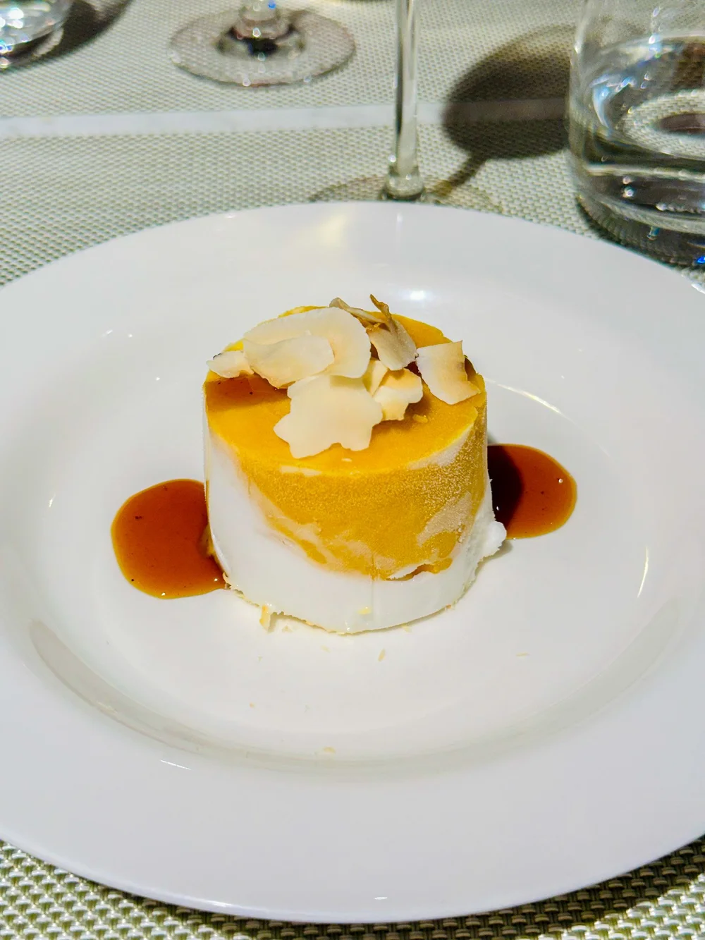   Coconut and mango sorbet.  