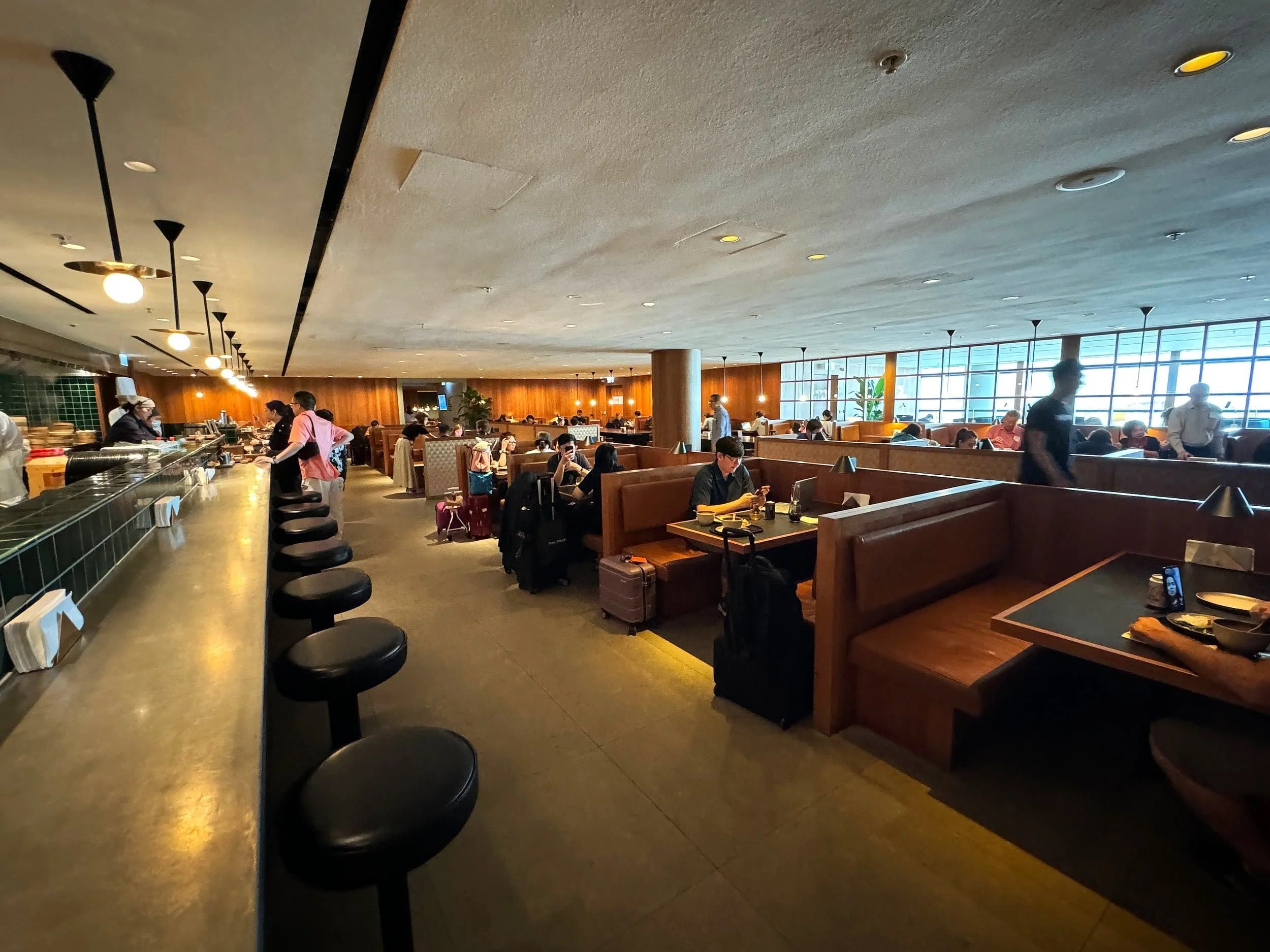 Main dining area inside Cathay Pacific The Pier Business lounge