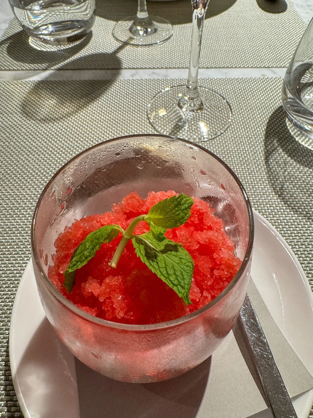   Watermelon granita, super refreshing and light.   