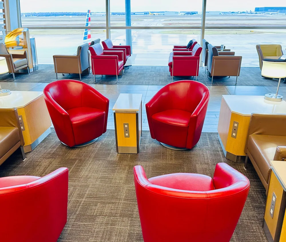   Different seating areas throughout the lounge, all with easy access to power for recharging.  