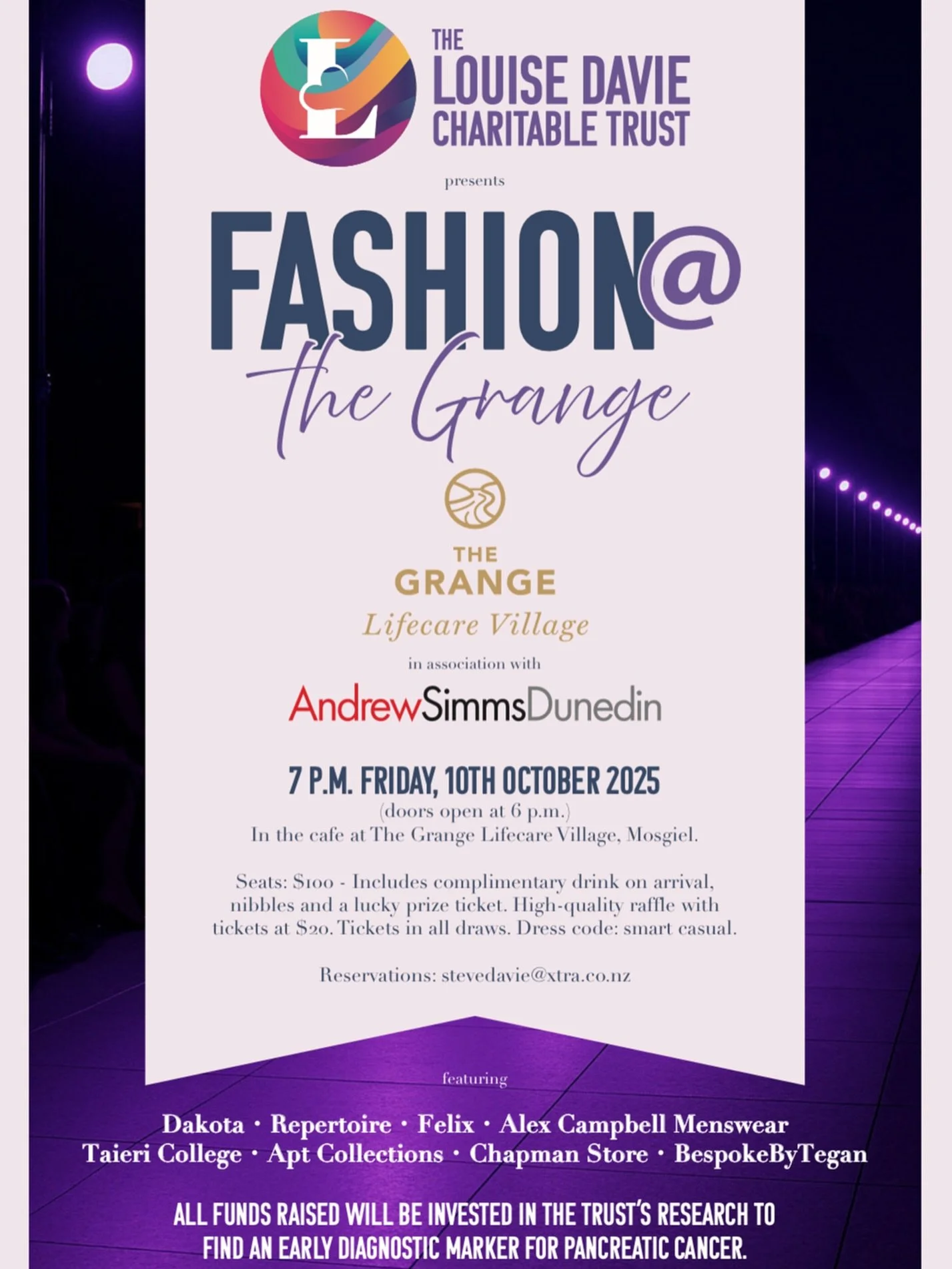 Epic people doing epic things for an amazing cause. Make sure to read the details below and secure your ticket. ✨🥂 

Fashion @ the Grange marks the Trust&rsquo;s first step into the world of fashion and we couldn&rsquo;t be more excited.

A special 
