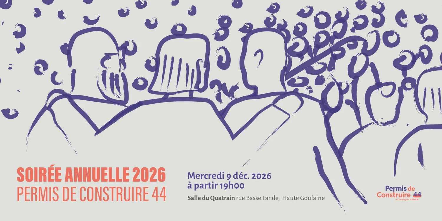 Visuel de la soirée annuelle 2026 de Permis de Construire 44 – mercredi 9 décembre 2026, salle du Quatrain à Haute-Goulaine
