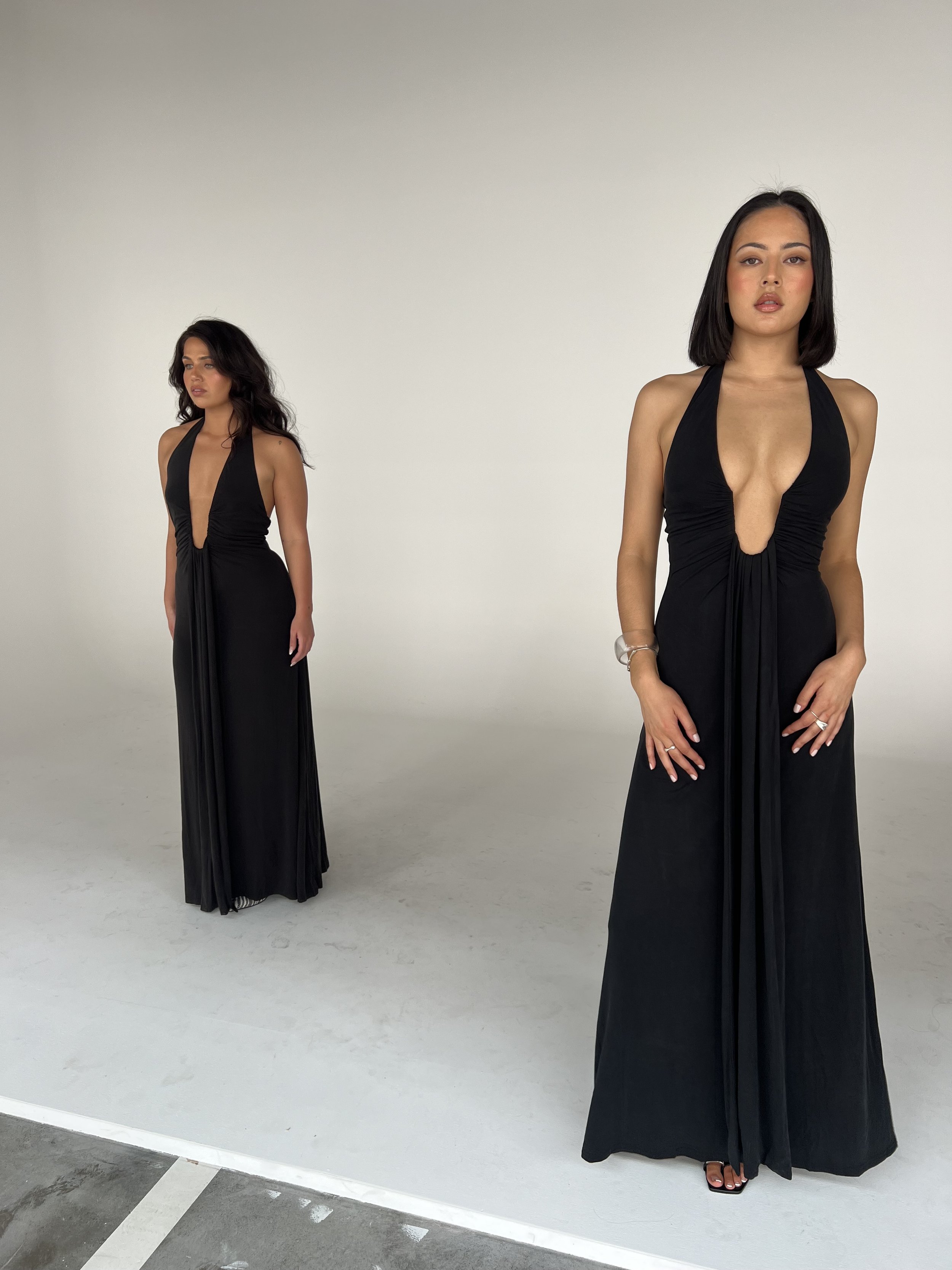 Misha Jennifer Cupro Maxi Dress in Black