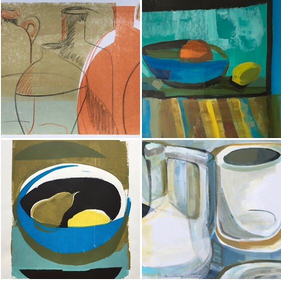 Selecting for applications! Taking a different path this year 🤞🤞 I&rsquo;ll keep you informed 
#stilllifepainting #monoprints #selectionforexhibition #applyingtoshows