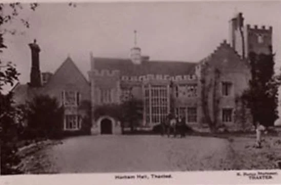 Historic photograph of Horham Hall, a related estate building featuring period architecture.