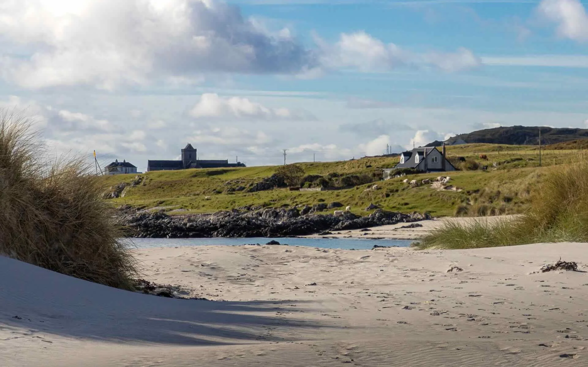 2024 Findhorn Foundation Iona Traigh Bhan and abbey viewed across the beach.jpeg