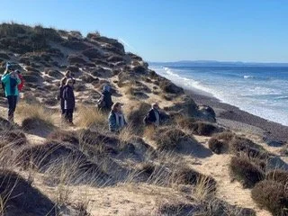 Women in dunes at Findhorn beach