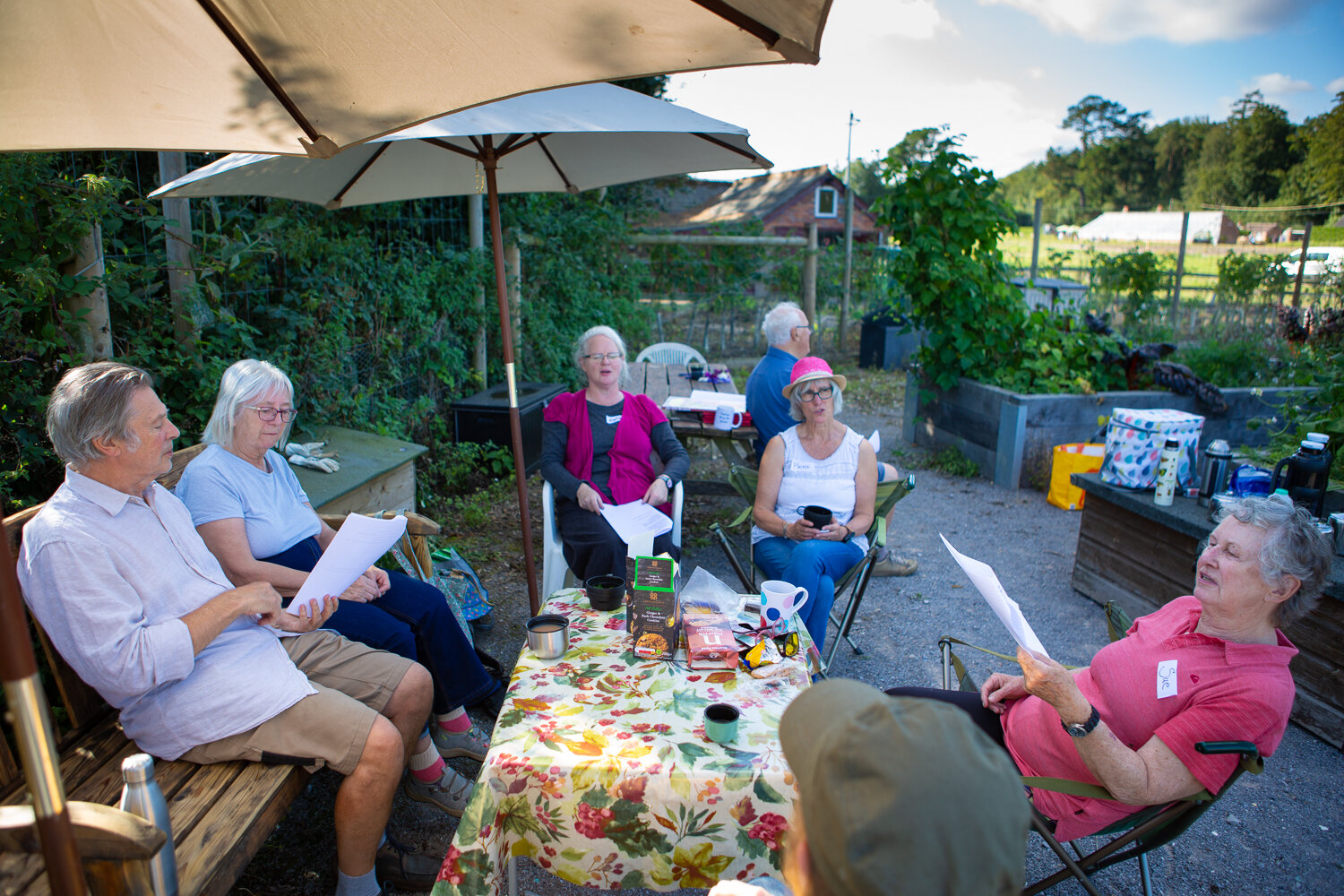 A bit of a sing song at In Jolly Good Company's Step Outside Gardening Group at Kingston Lacy