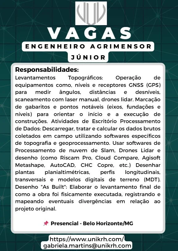 Vaga Engenheiro Agrimensor Junior