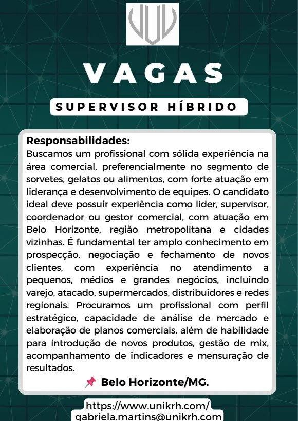 Vaga Supervisor Híbrido 
