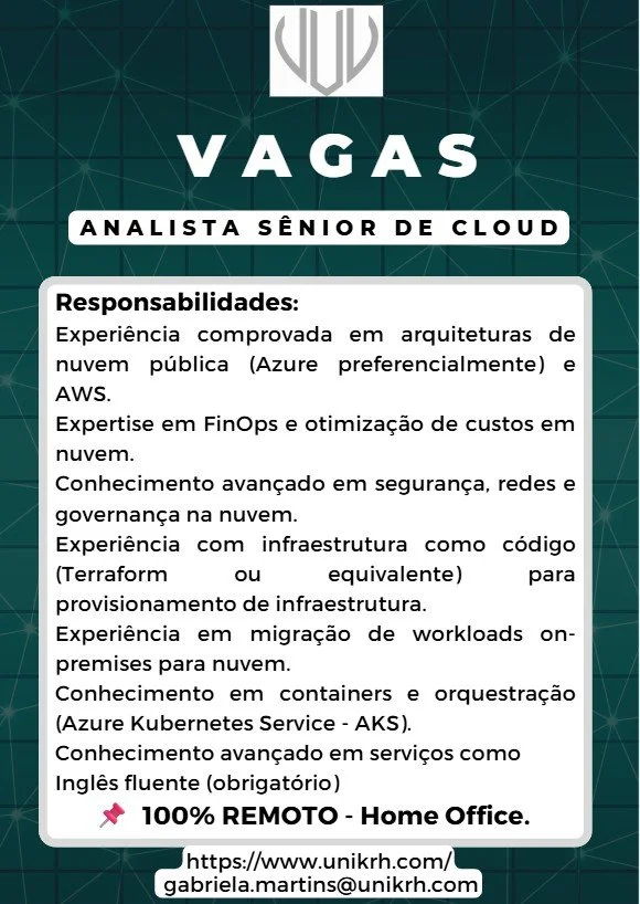 Vaga Analista de Cloud Sênior