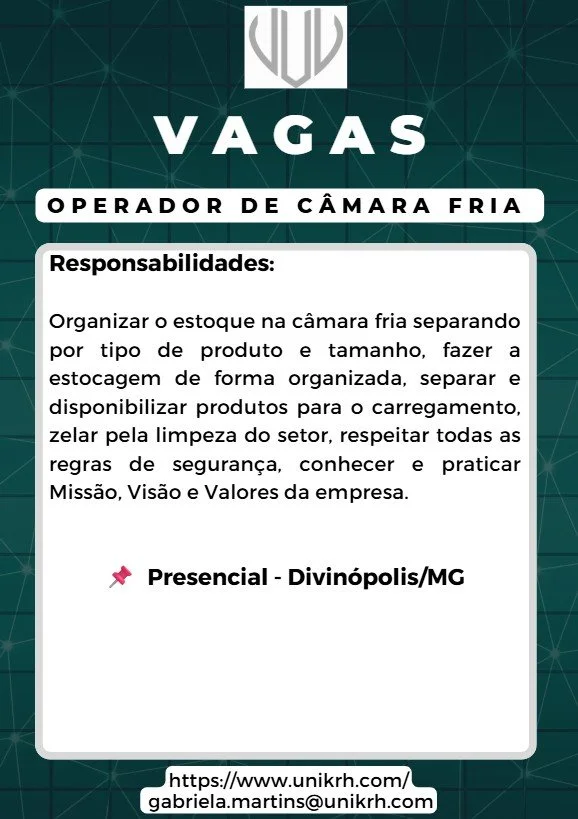 Vaga Operador de Câmara Fria