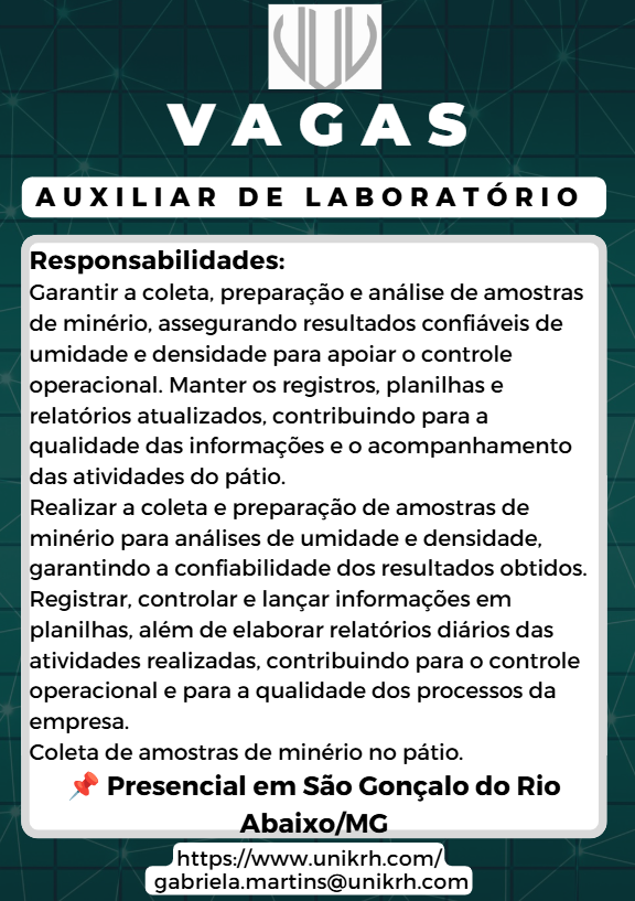 Vaga Auxiliar de Laboratório