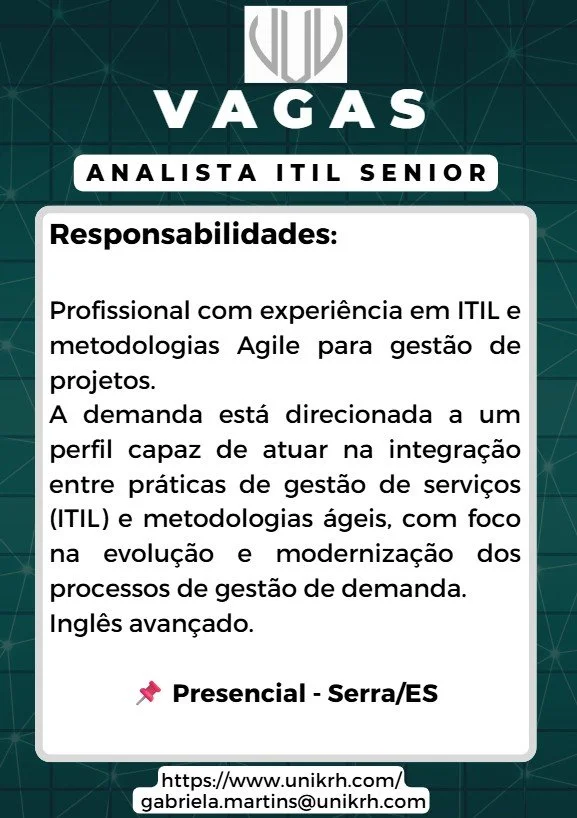 Vaga Analista ITIL Senior