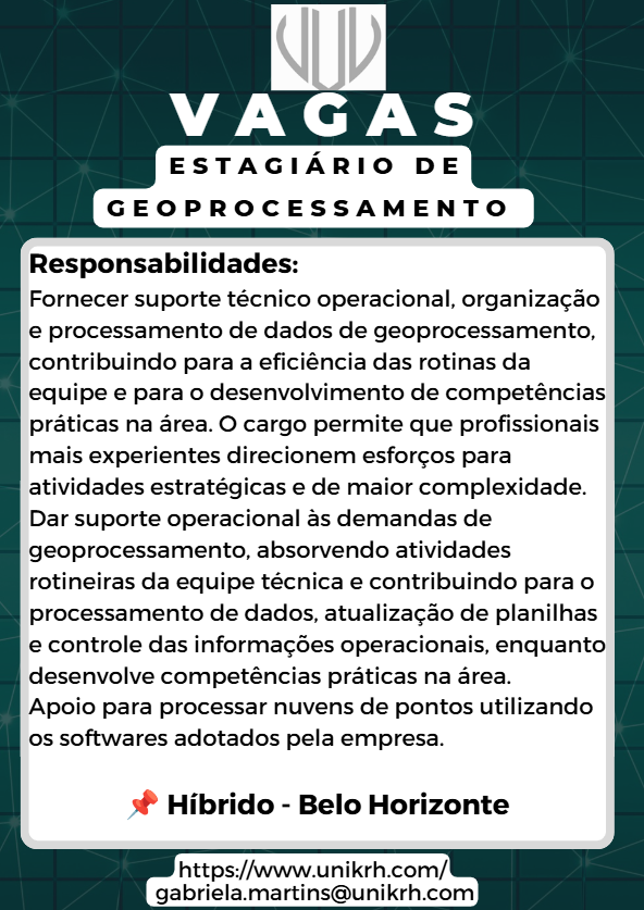 Vaga Estagiário de Geoprocessamento 